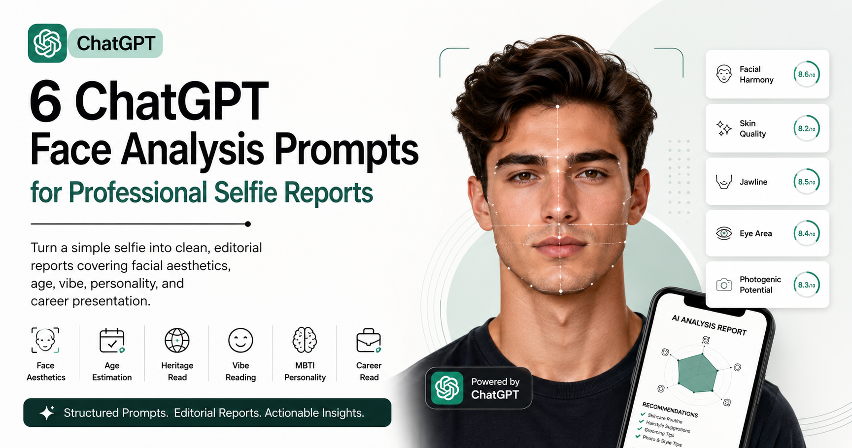 6 ChatGPT Face Analysis Prompts for Professional Selfie Reports